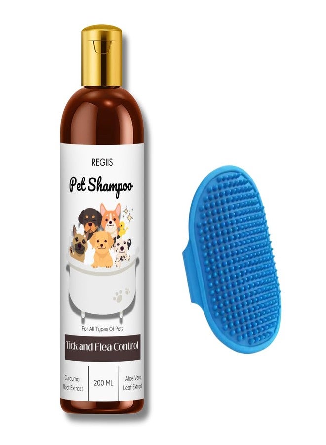 شامبو ريجيس للحيوانات الأليفة مع مكافحة القراد والبراغيث، 200 مل، مع فرشاة تنظيف، عبوة من قطعتين - Image 1